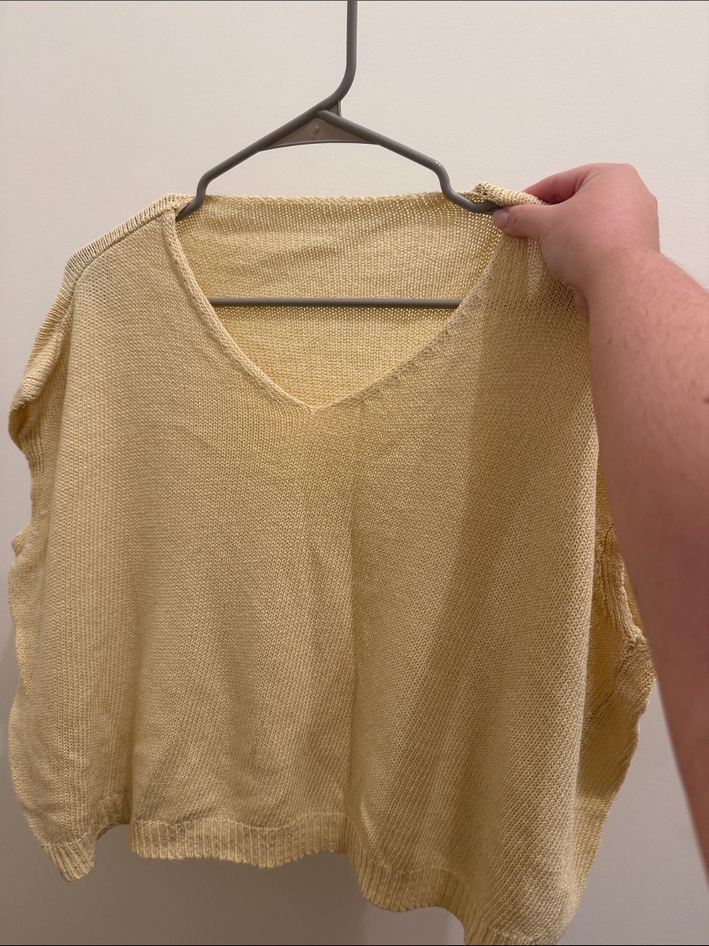 Light Yellow V-Neck Knit Tank Top